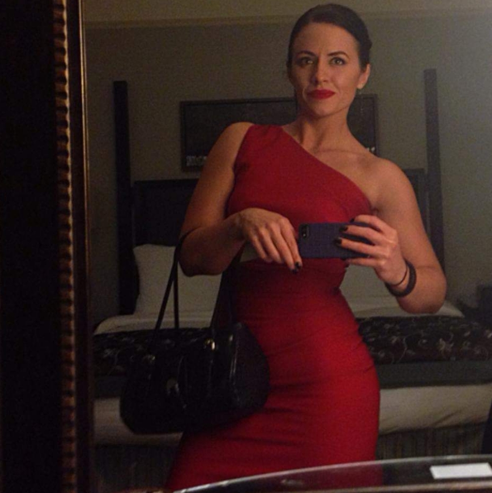 Red one shoulder stop staring dress